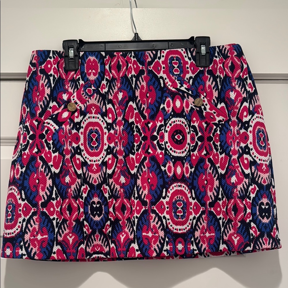 Pappagallo Vibrant Pink and Blue Patterned Knit Skort